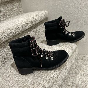 Sam Edelman Black Suede Lace-Up Ankle Boots, Great Condition